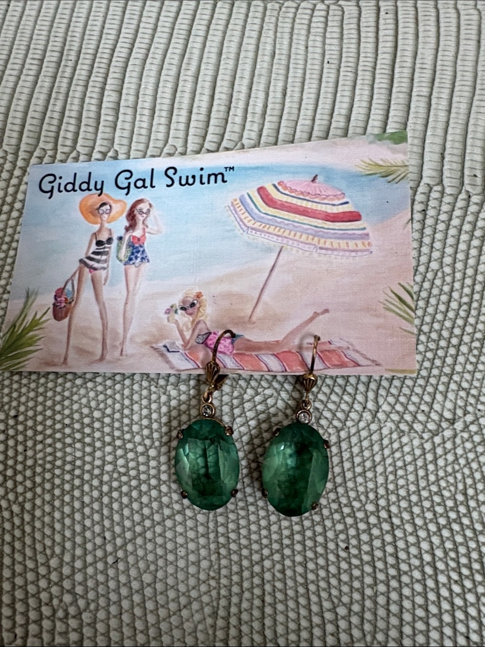 Green Oval Drop Earrings